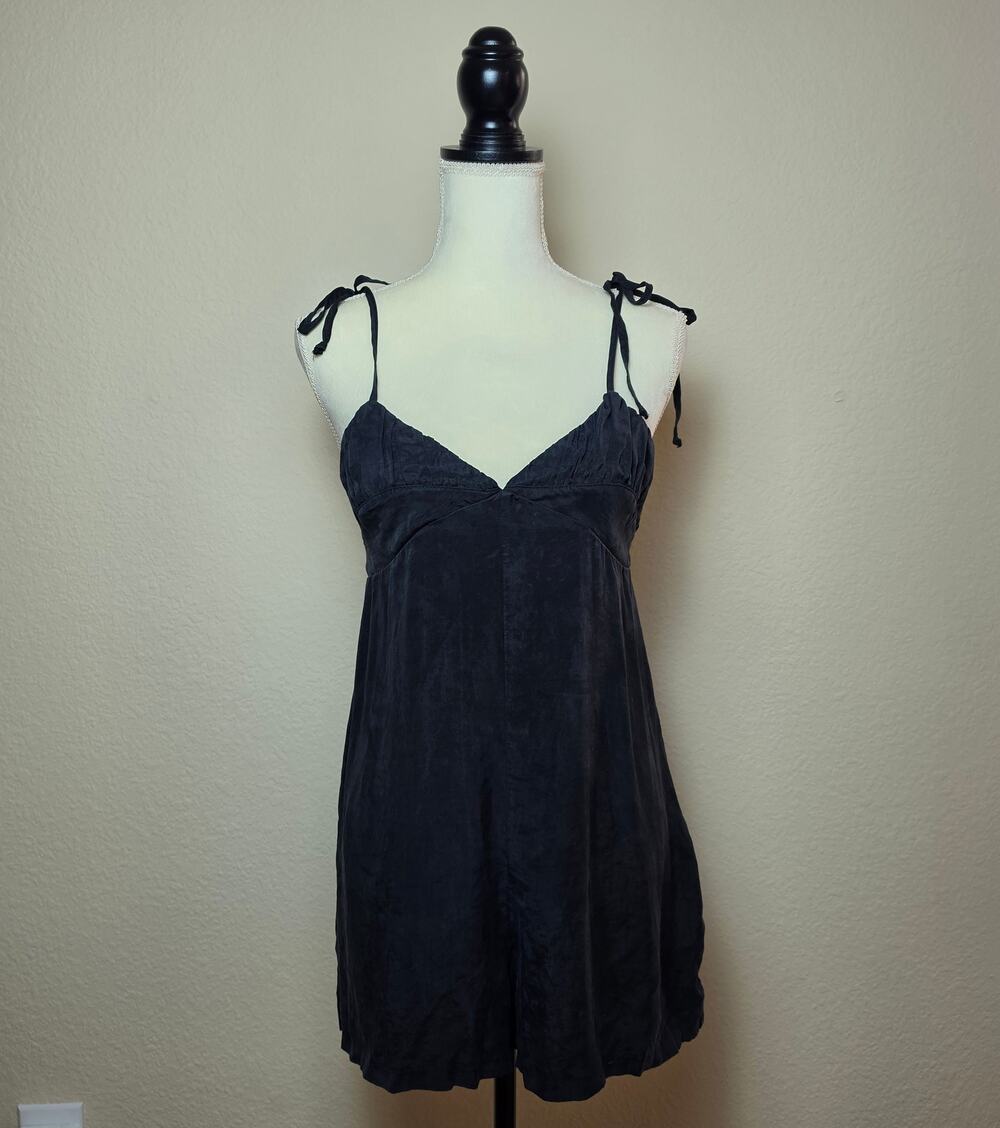 Zara Black Lyocell V-Neck Romper Large